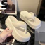 Dép nữ xỏ ngón độn đế cao 5cm & 7cm đi nước đi mưa thoải mái chống trơn trượt đế mềm êm chân D7768