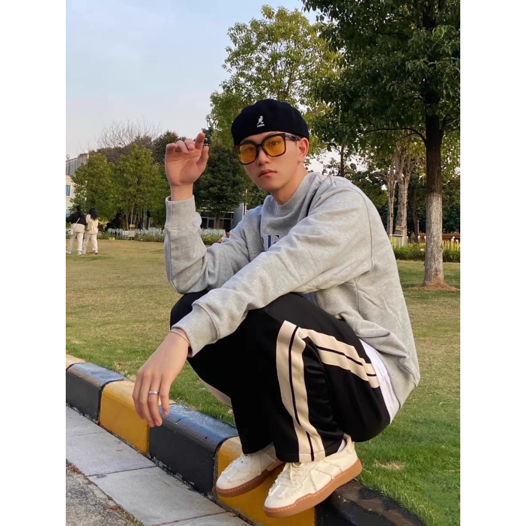 Quần dài suông nam nữ unisex 3KMEN phối dây kẻ sườn dây rút gấu quân
