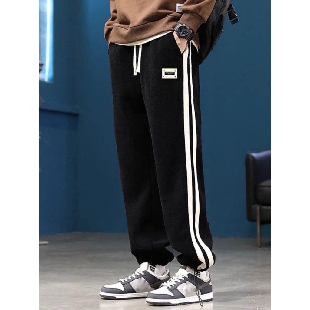 Quần dài suông nam nữ unisex 3KMEN phối dây kẻ sườn dây rút gấu quân