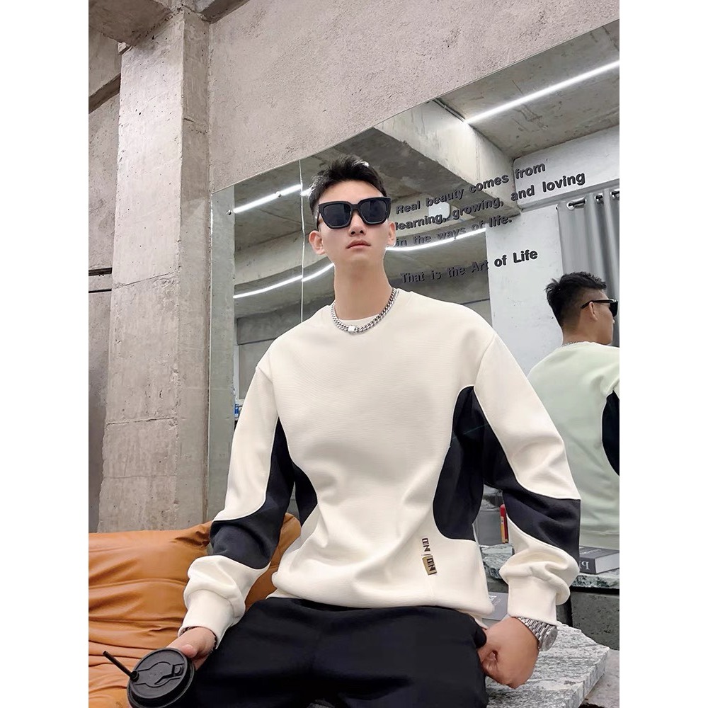 Áo nỉ sweater nam nữ phối sườn 3KMEN form chuẩn thoải mái chất nỉ dầy mịn