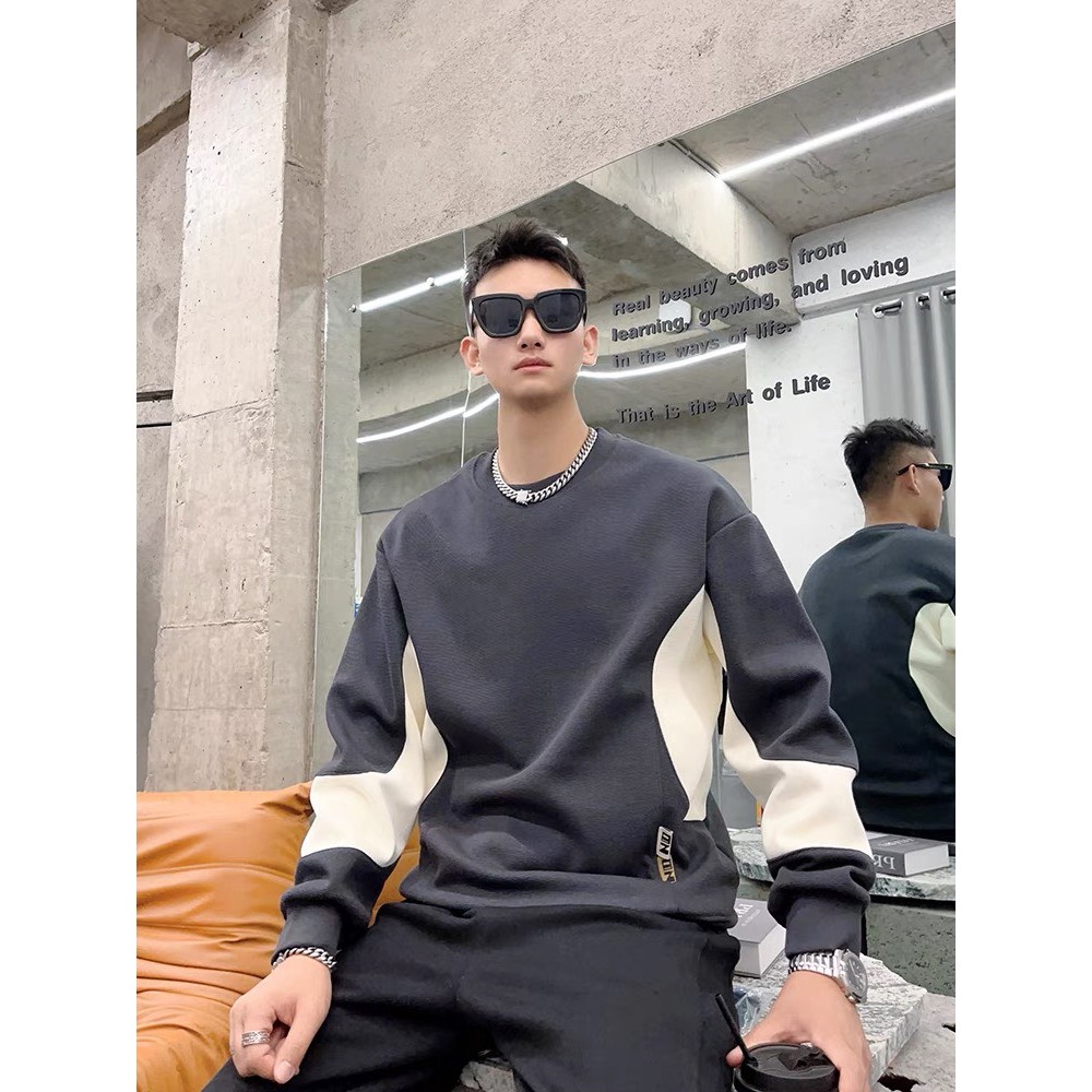 Áo nỉ sweater nam nữ phối sườn 3KMEN form chuẩn thoải mái chất nỉ dầy mịn