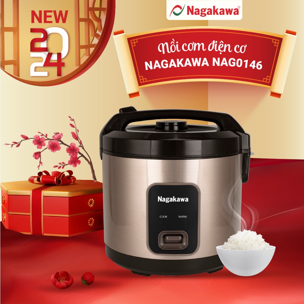 Ảnh Nồi cơm điện cơ Nagakawa NAG0146 (1,8L - 900W) - Lòng nồi hợp kim nhôm - Bảo hành 1 năm 1