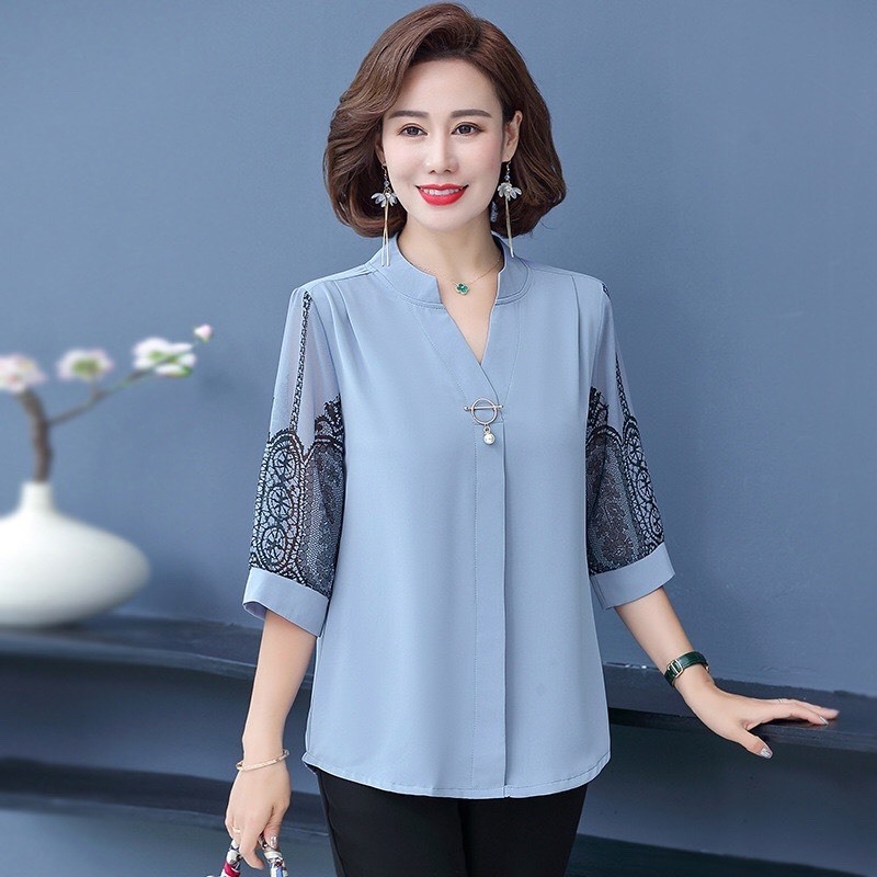 Ảnh Áo Kiểu Trung Niên MAI THY, Mẫu Sơ Mi Nữ Bigsize Cho Mẹ Trung Tuổi Sang Trọng Trang Nhã | Thời Trang Trung Niên U50 2