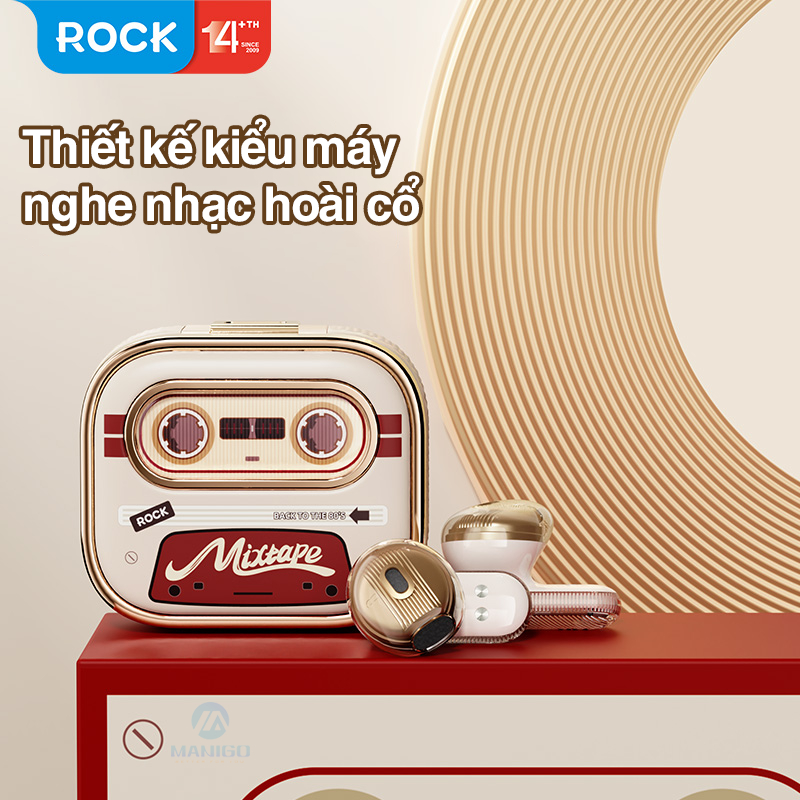 Ảnh Tai nghe bluetooth không dây nhét tai  TWS Rockspace Retro Mix Tape nghe nhạc lên đến 20h BH 1 năm 2