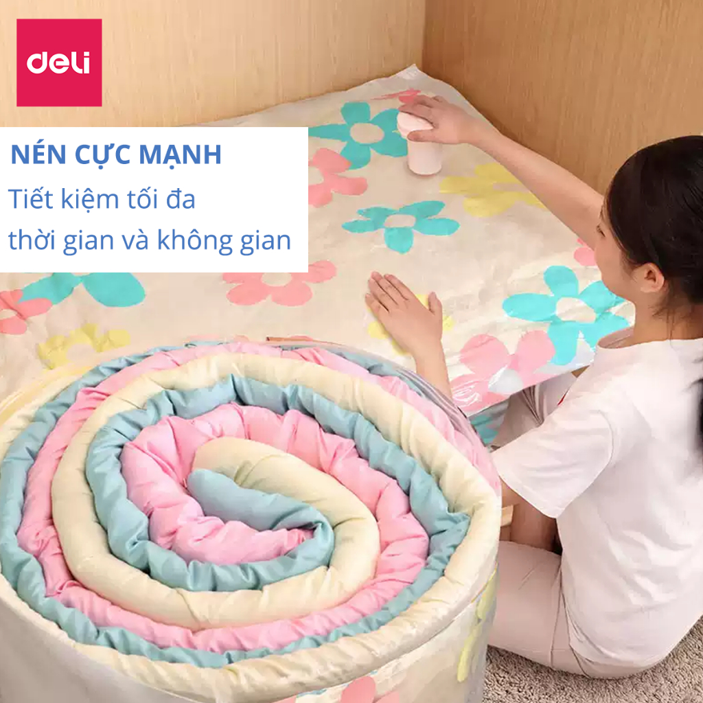 Combo 10 Túi Hút Chân Không Quần Áo Chăn Màn Đủ Size Deli Chống Ẩm Mốc Bảo Quản Quần Áo, Siêu Dai Tái Sử Dụng