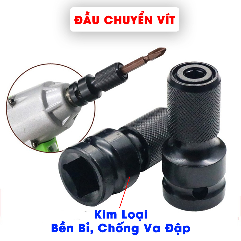 Đầu Chuyển Khoan, Chuyển Vít Đổi Máy Bulong Sang Máy Khoan, Máy Bắt Vít, Đầu Kẹp Kim Loại, Phụ Kiện Chính Hãng