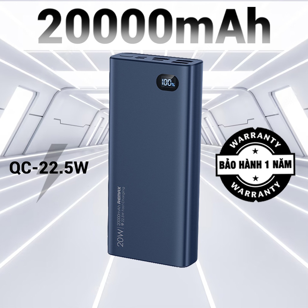 Sạc dự phòng 20000mAh, pin dự phòng Remax RPP292 sạc nhanh QC 22.5W ...