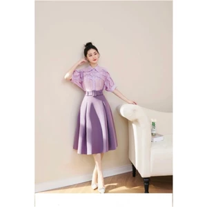 Chân váy Xòe 70cm Phối Đai Siêu Xinh Cho Các Nàng-Chất Liệu Vitex-Váy May 1 Lớp-Chân Váy Công Sở