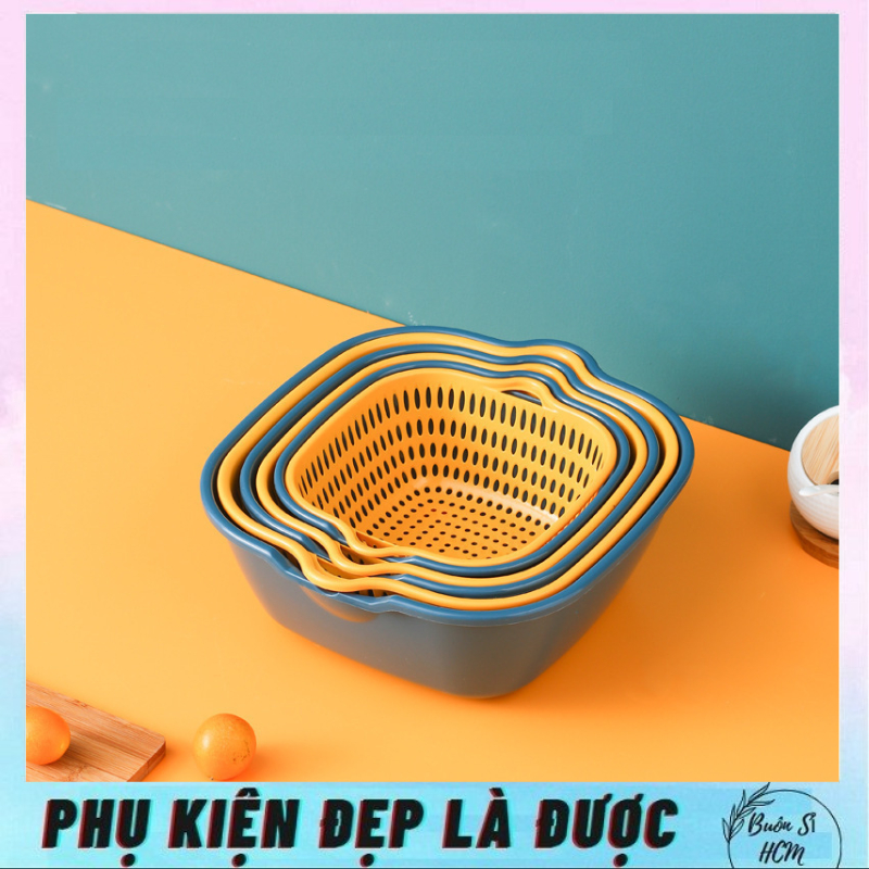 Set thau rổ nhựa 6 món màu sắc đa dạng, set 6 món thau rổ chất liệu ...