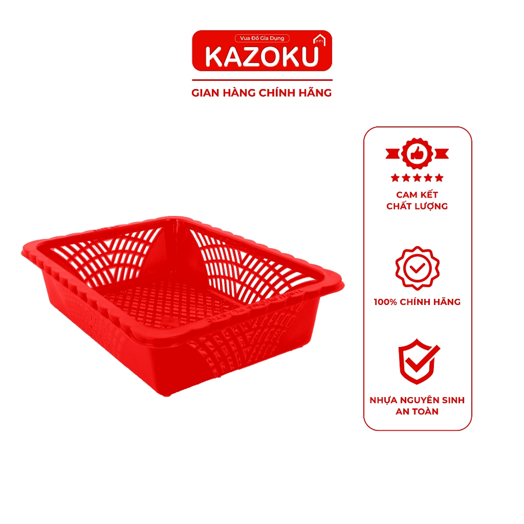 Rổ Nhựa Chữ Nhật Bèo - Vua Đồ Gia Dụng Kazoku - [TDRBV]
