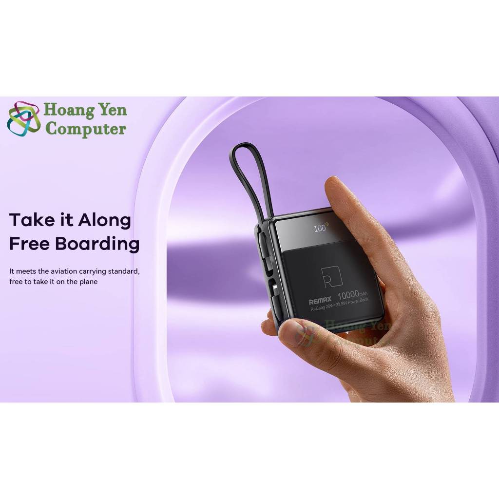 Sạc Dự Phòng Mini Remax RPP-605 10000Mah (Sạc Nhanh QC3.0, VOOC 2.0, PD20W), Tích Hợp Cáp Sạc - BH 1 Năm