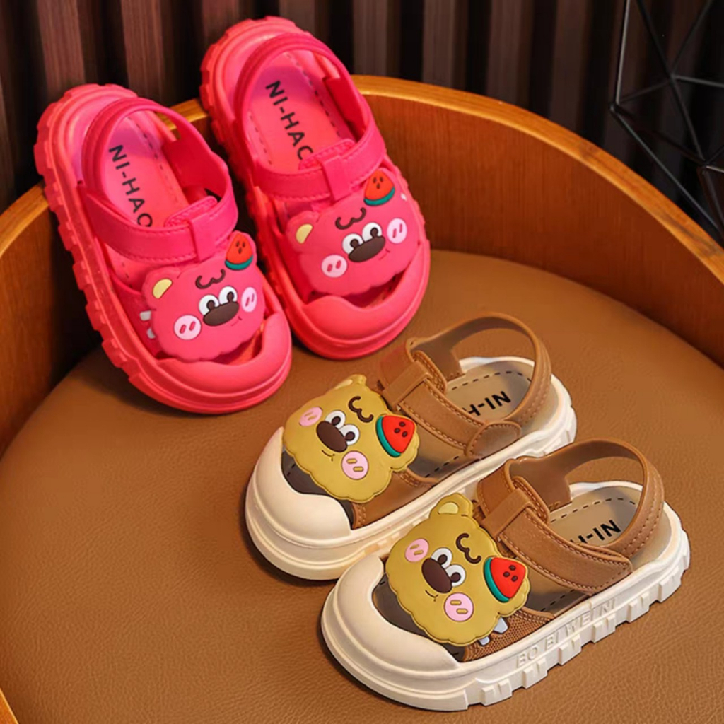 Giày quai dán cho bé trai bé gái hình mèo dâu siêu đẹp size to lùi size