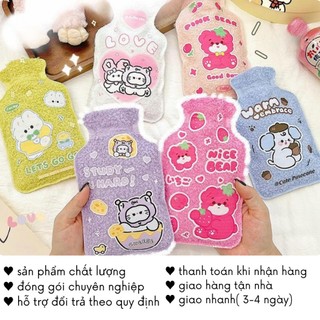 Túi Chườm Bụng Kinh Nóng Ấm Giảm Đau 300ml Giữ Nhiệt Sưởi Tay Chân Mùa Đông Bông Xù Hoạ Tiết Cute TC06