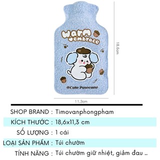 Túi Chườm Bụng Kinh Nóng Ấm Giảm Đau 300ml Giữ Nhiệt Sưởi Tay Chân Mùa Đông Bông Xù Hoạ Tiết Cute TC06
