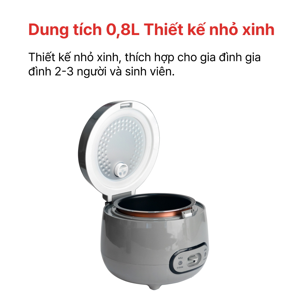 Ảnh NỒI CƠM ĐIỆN NẮP GÀI 0.8L HAPPYCOOK, HCJ-080G 2