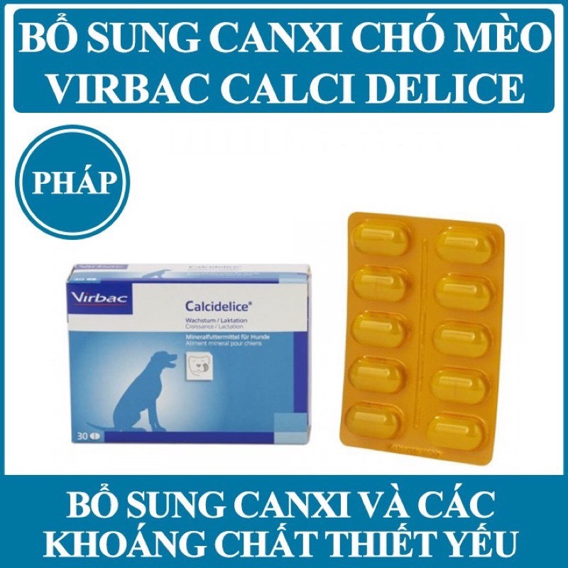 Canxi Pháp Cho Chó Mèo VirBac CalXi Delice Chống Hạ Bàn Cụp Tai