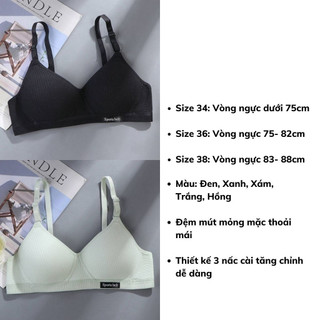 Áo ngực nữ không gọng đệm mút mỏng chất cotton mặc thoải mái 3 nấc cài điều chỉnh tiện lợi DEVARI A554