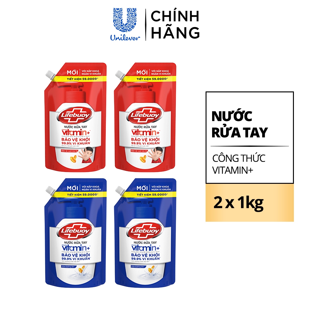 Ảnh Combo 2 Túi Nước Rửa Tay Lifebuoy Vitamin+ 1kg/túi 2
