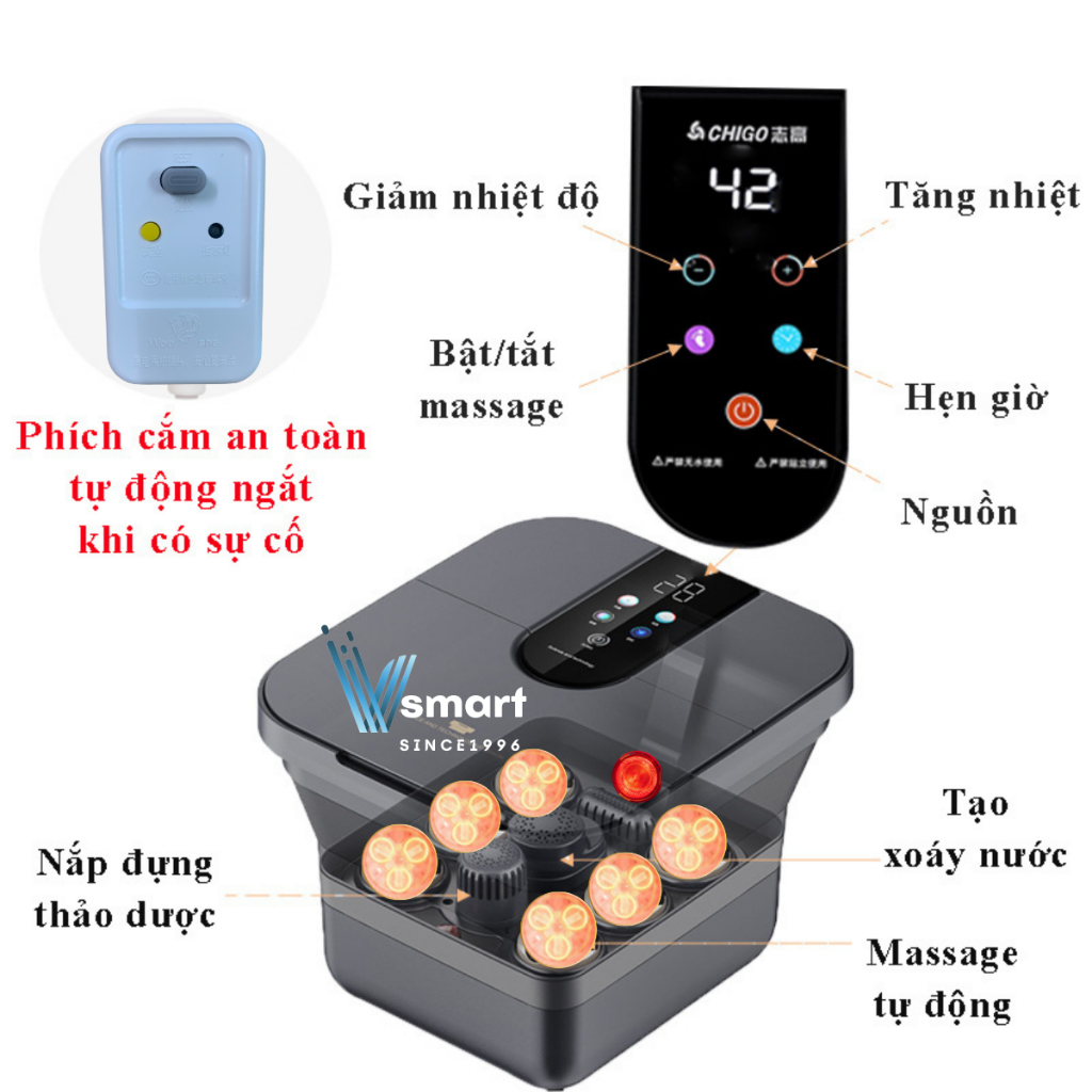 Bồn Ngâm Chân Massage Hồng Ngoại Cao Cấp, Chậu Ngâm Chân Con Lăn Sục Khí Massage Thư Giãn, Dụng Cụ Massage Chân Gấp Gọn