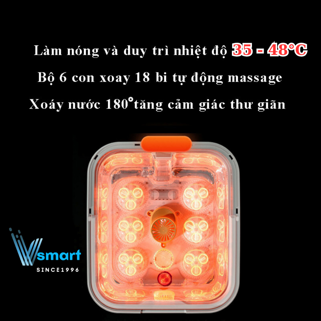 Bồn Ngâm Chân Massage Hồng Ngoại Cao Cấp, Chậu Ngâm Chân Con Lăn Sục Khí Massage Thư Giãn, Dụng Cụ Massage Chân Gấp Gọn