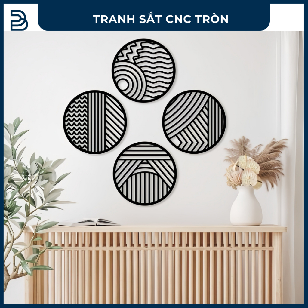 Tranh sắt CNC B18 | Bộ tranh sắt phong cách tối giản hiện đại, Treo tường nghệ thuật, Decor trang trí nội thất