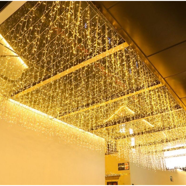 ĐÈN NHÁY RÈM LED MÀNH THẢ TRANG TRÍ 8M x 0,6M 40 SỢI RỦ ÁNH SÁNG VÀNG ...