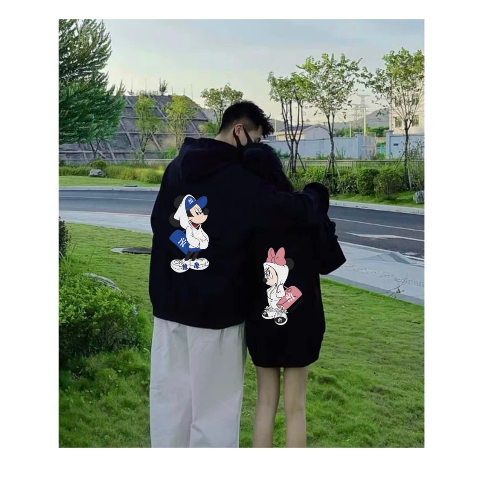 Áo Đôi Hoodie Mickey NY Đeo Túi Nhiều Màu Vải Nỉ Chân Cua Cao Cấp Unim Store-HD08