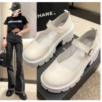 Giày búp bê Lolita nữ đế cao da mềm quai cài mũi tròn đơn giản G16_NT Shoes