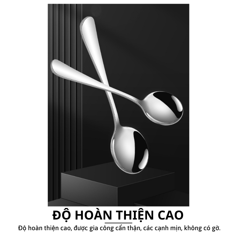 Muỗng Inox Ăn Cơm, Phở, Thìa Ăn Dặm Cho Bé – Chất Liệu Inox 410 Dày Dặn, Sáng Bóng, Bền Đẹp |T2