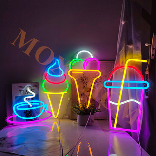 Đèn LED chữ bảng NEON trong suốt  DECOR trang trí phòng ngủ MOXI SIZE LỚN USB TẶNG Miếng dàn tường