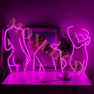 Đèn LED chữ bảng NEON trong suốt  DECOR trang trí phòng ngủ MOXI SIZE LỚN USB TẶNG Miếng dàn tường