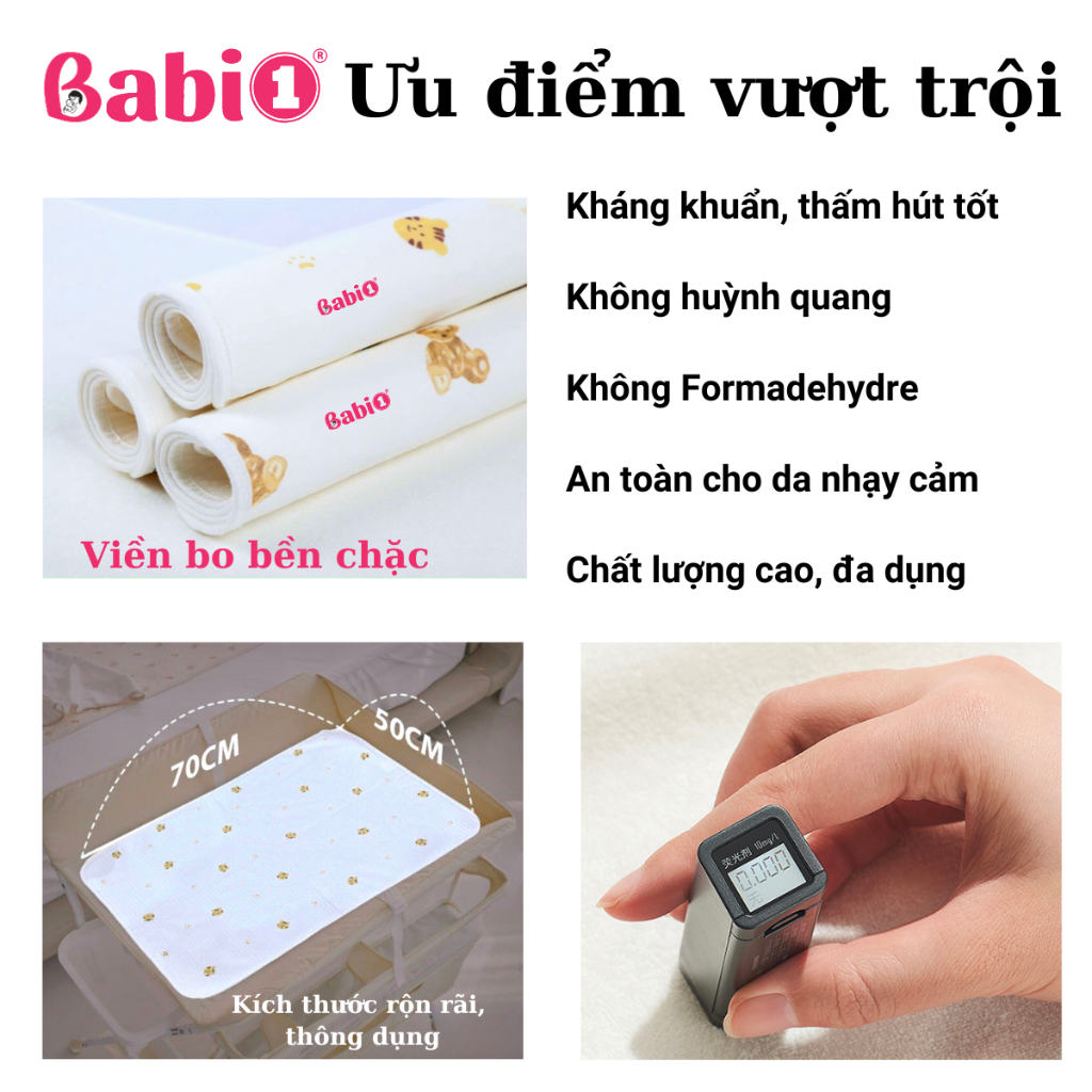Miếng Lót Chống Thấm BABIONE Tấm Lót Chống Thấm Cho Bé 5 Lớp Sợi Tre Thay Tã Cho Bé, Người Lớn Tuổi
