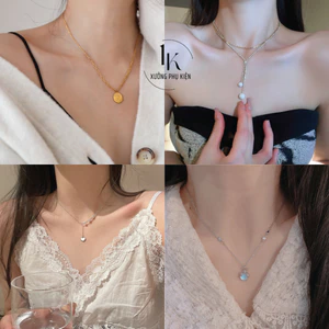 Dây Chuyền Nữ Vòng Cổ Nữ Titan Đính Đá Sang Trọng Thanh Lịch Nhiều Kiểu Dáng Hồ Điệp