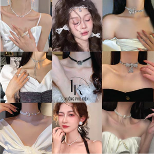 Dây Chuyền Choker Vòng Cổ Ngọc Trai Nhân Tạo Đính Đá Hot Trend Xinh Xắn