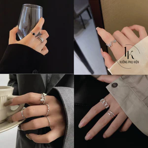Nhẫn Hở Mạ Bạc 925 Nữ Xưởng Phụ Kiện 1K Đính Đá Zircon Phong Cách Hàn Quốc