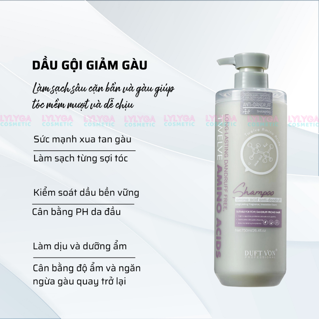 Dầu gội dầu xả phục hồi tóc hư tổn Duft Von 750ml 12 Amino Acid kiểm soát dầu giảm gàu dưỡng ẩm chăm sóc tóc toàn diện | BigBuy360 - bigbuy360.vn