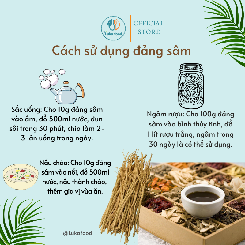 Đẳng Sâm Khô Thượng Hạng 100g - Đảng Sâm Sợi Vàng, Chắc Thịt, Thơm Nồng Tiềm Gà, Hầm Canh, Ngâm Bình Luka Food