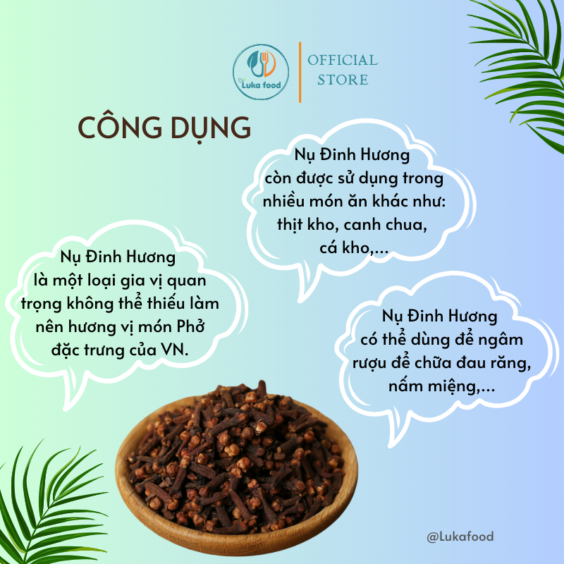 Nụ Đinh Hương Khô (Gói 100g) - Gia Vị Nấu Phở Bò Chuẩn Vị, Tẩm Ướp Đồ Nướng Thơm Nồng, Hỗ Trợ Răng Miệng Luka Food