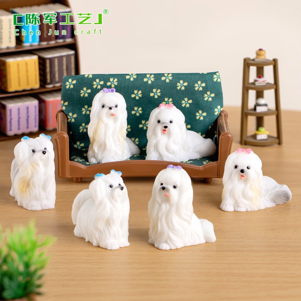 Mô hình chó trắng nơ trang trí nhà búp bê | Shopee Việt Nam