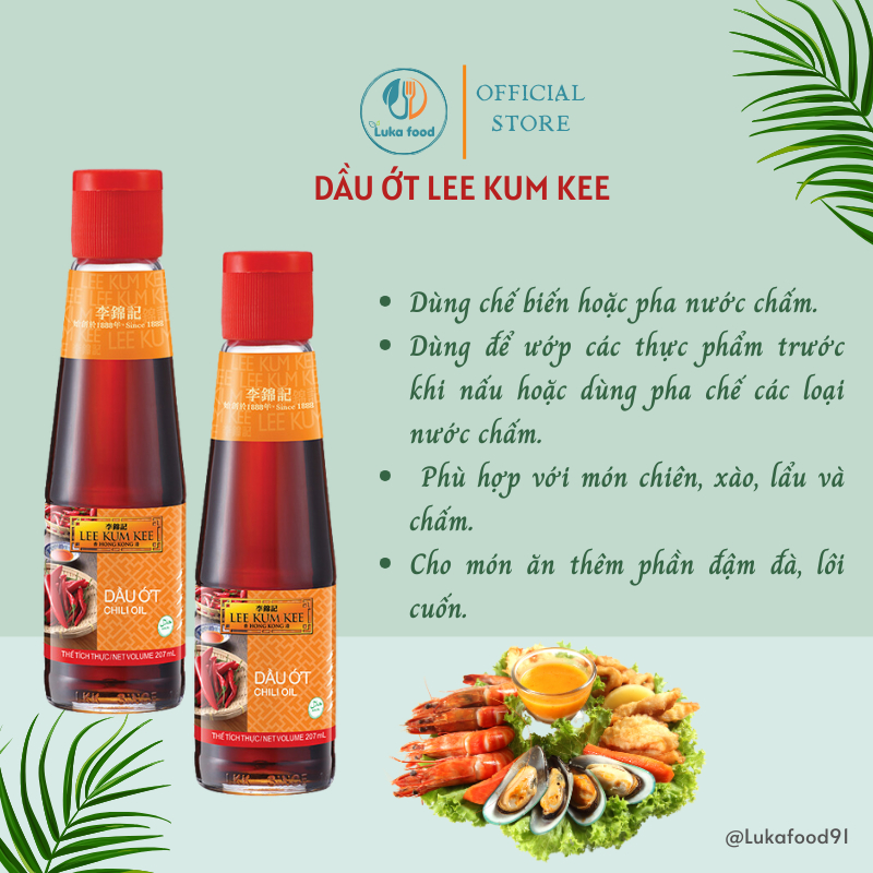Dầu Ớt Lee Kum Kee 207ml Chính Hãng - Hương Vị Trung Hoa, Màu Đẹp, Cay Nồng Tự Nhiên, Chấm Dimsum, Nấu Mì Cay Luka Food