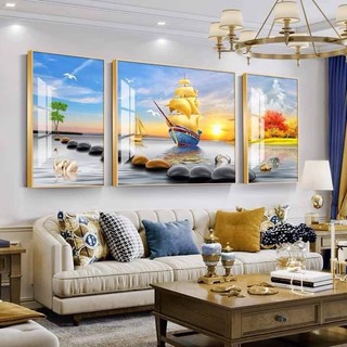 Tranh Tráng Gương treo tường bộ 3 tấm treo phòng khách hiện đại ,tranh tráng gương treo phòng khách HỔ DECOR