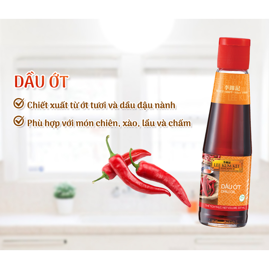 Dầu Ớt Lee Kum Kee 207ml Chính Hãng - Hương Vị Trung Hoa, Màu Đẹp, Cay Nồng Tự Nhiên, Chấm Dimsum, Nấu Mì Cay Luka Food