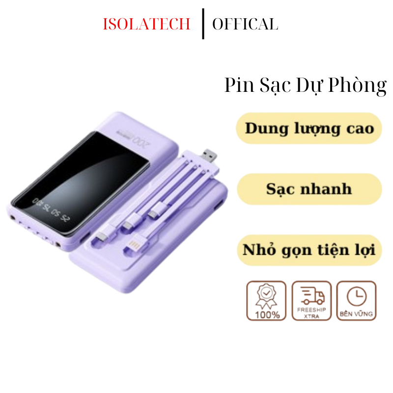Sạc dự phòng 10000mAh  kèm đèn với sạc 3 đầu phù hợp tất cả dòng máy AK120 và AK121 – PRAMI003