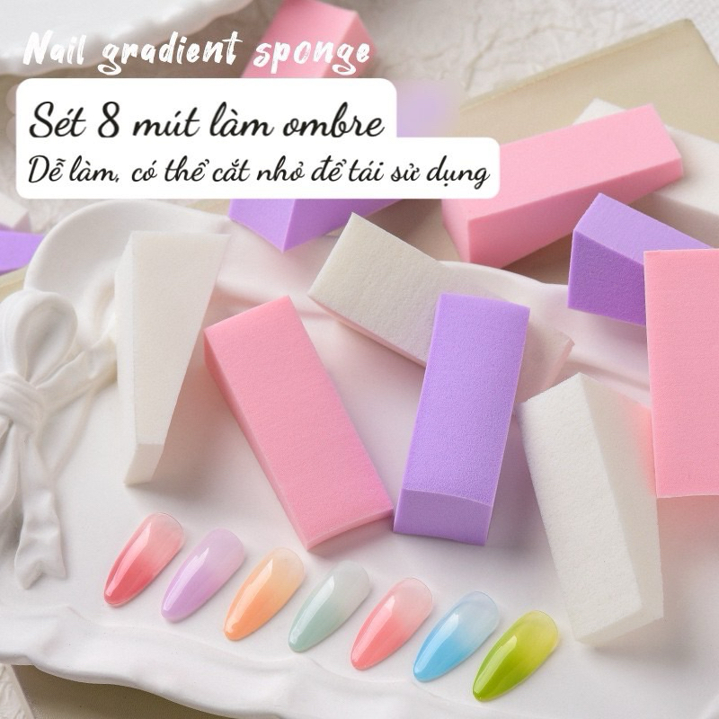 Mút tạo kiểu Ombre Set 8 cái, mút trang điểm