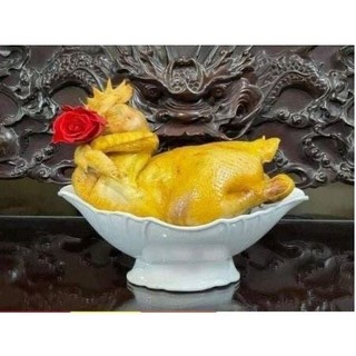 Bát thuyền đựng gà cúng thắp hương nhựa Việt Nhật, Bát cúng gà nguyên con, hoa quả