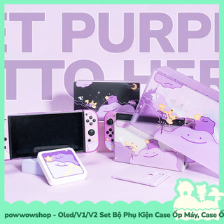[Sẵn VN - Hỏa Tốc] Oled/V1/V2 Set Phụ Kiện Case Ốp, Box Trùm, Hộp Băng Dành Cho Nintendo Switch Purple Ditto