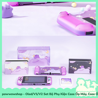 [Sẵn VN - Hỏa Tốc] Oled/V1/V2 Set Phụ Kiện Case Ốp, Box Trùm, Hộp Băng Dành Cho Nintendo Switch Purple Ditto