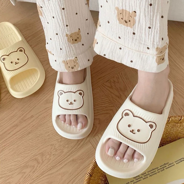 Dép nữ, Dép Đi Trong Nhà Đế Dày In Hình Gấu Dễ Thương Cho Nam Và Nữ – 3