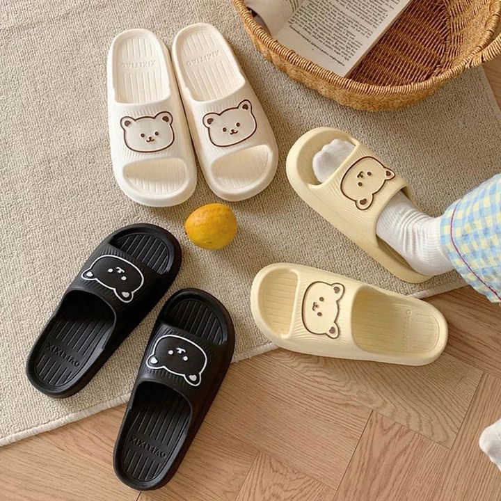 Dép nữ, Dép Đi Trong Nhà Đế Dày In Hình Gấu Dễ Thương Cho Nam Và Nữ – 2