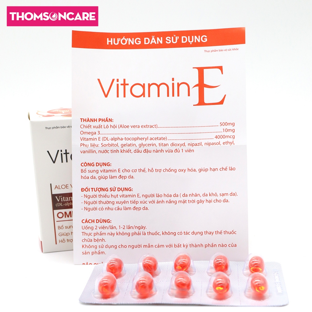 Vitamin E đỏ thêm Omega 3 TSC Group- Bổ sung Vitamin E, chống oxy hóa, lão hóa da đẹp da từ thảo dược tự nhiên